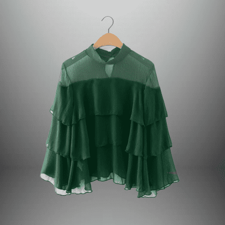 Women's Frill Ruffle Top with Round Neck-RET101